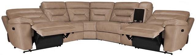 Phoenix Dark Beige Micro Small Two-arm Manually Reclining Sectional