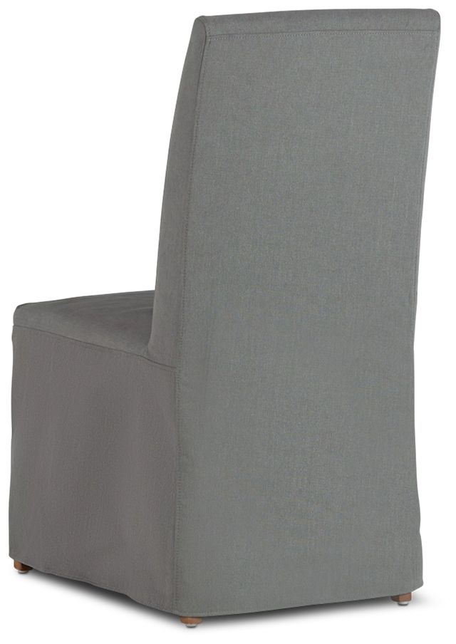 Destination Light Gray Long Slipcover Chair With Light Tone Leg