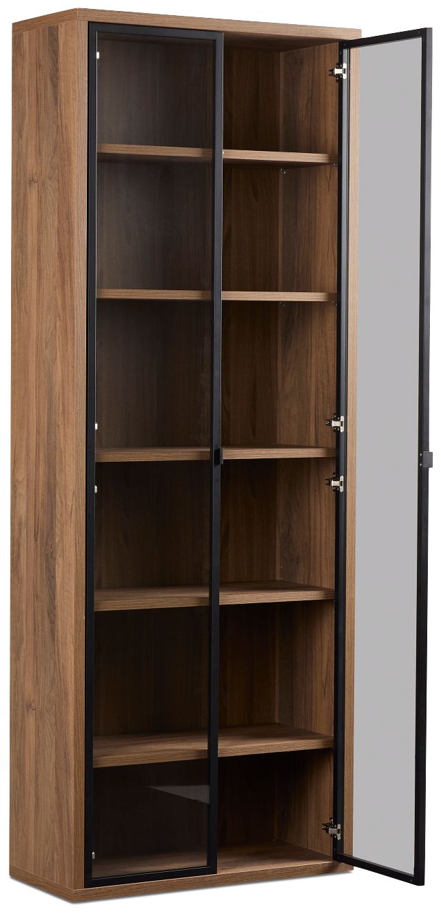 Trento Mid Tone Glass Small Door Bookcase Wall