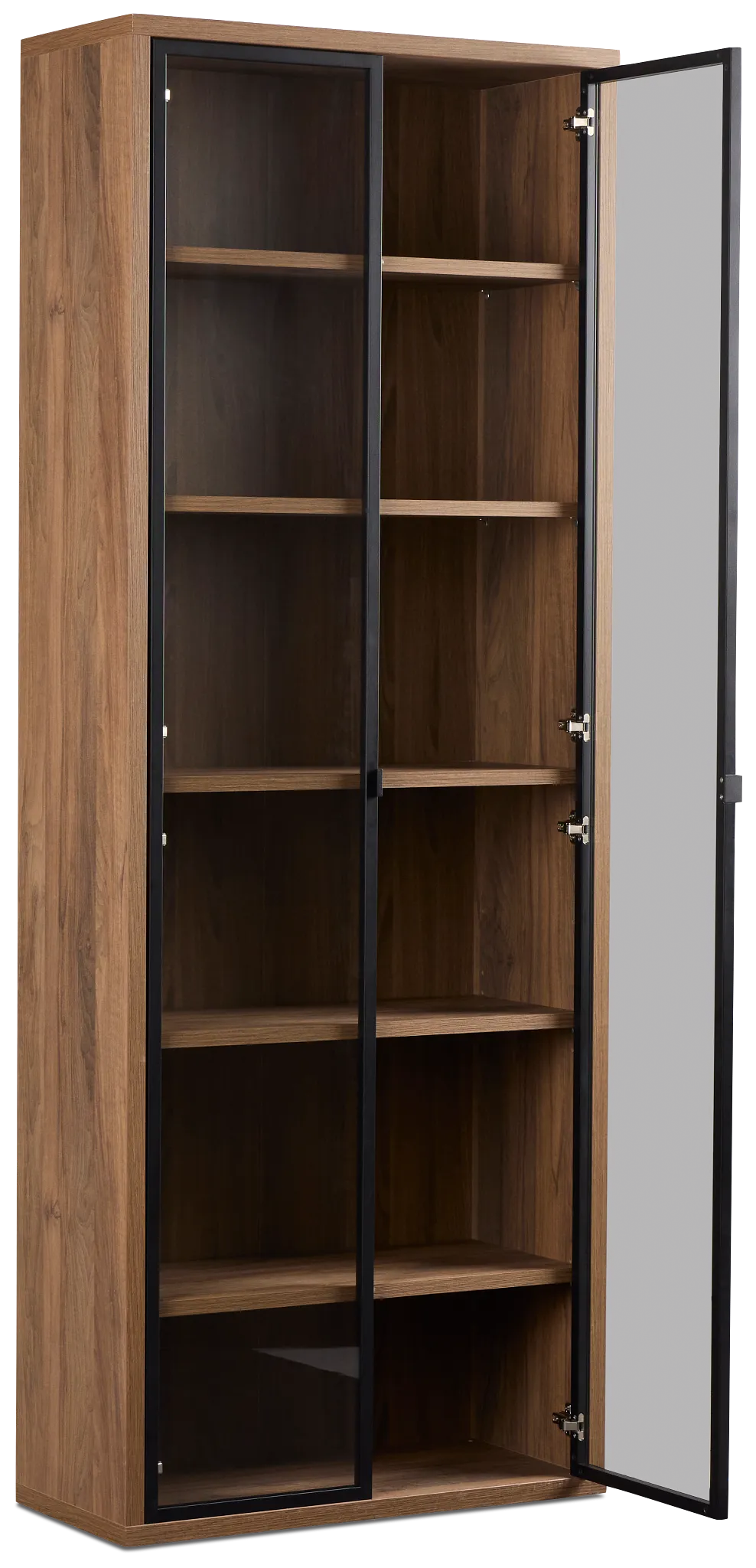 Trento Mid Tone Glass Small Door Bookcase Wall