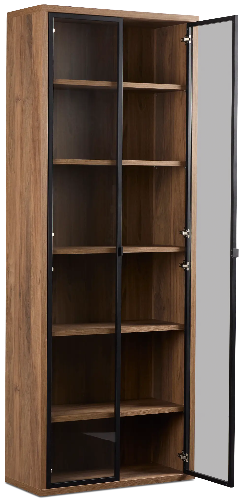 Trento Mid Tone Glass Small Door Bookcase Wall Trento Mid Tone Glass Small Door Bookcase Wall
