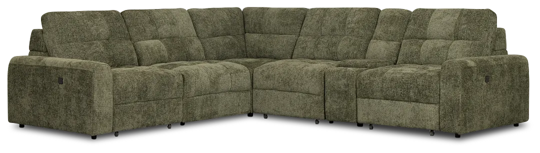 Hendrix Green Fabric Medium Tri Power 2 Arm Extension Chaise Sectional