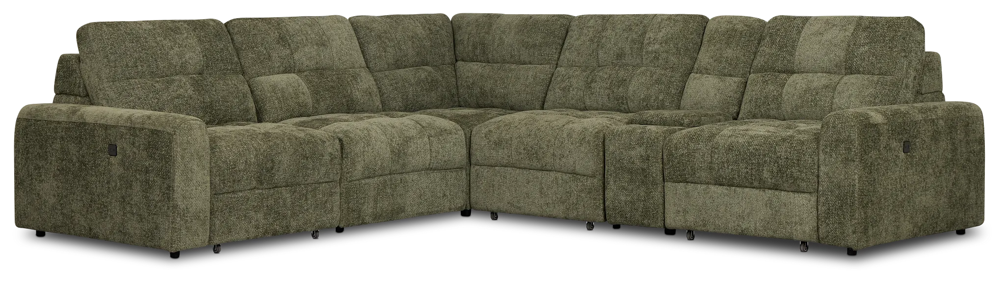 Hendrix Green Fabric Medium Tri Power 2 Arm Extension Chaise Sectional