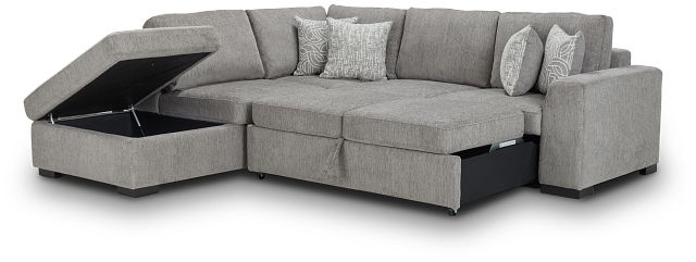 Blakely Gray Fabric Small Left Bumper Sleeper Sectional