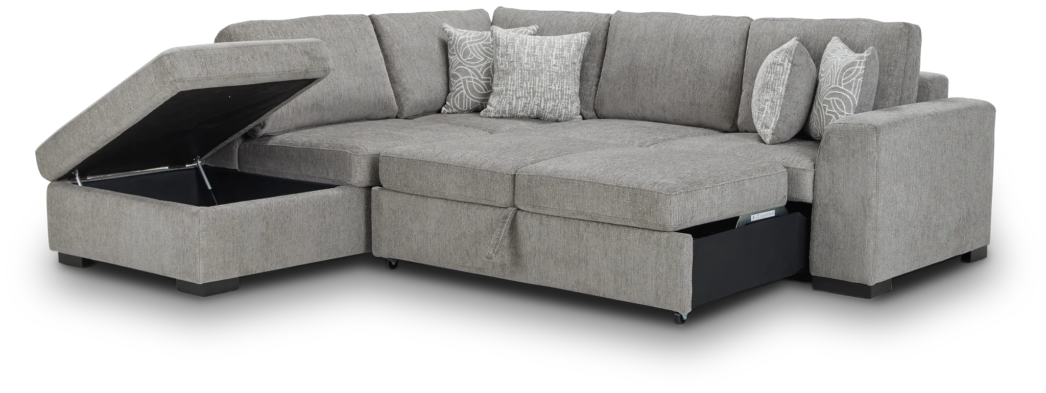 Blakely Gray Fabric Small Left Bumper Sleeper Sectional