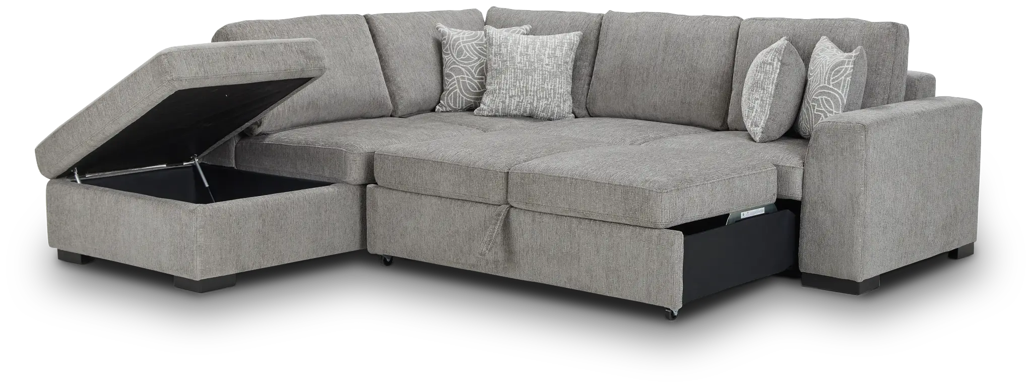 Blakely Gray Fabric Small Left Bumper Sleeper Sectional Blakely Gray Fabric Small Left Bumper Sleeper Sectional