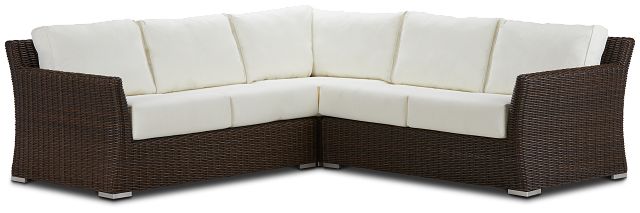 Southport White Woven Small Two-arm Sectional