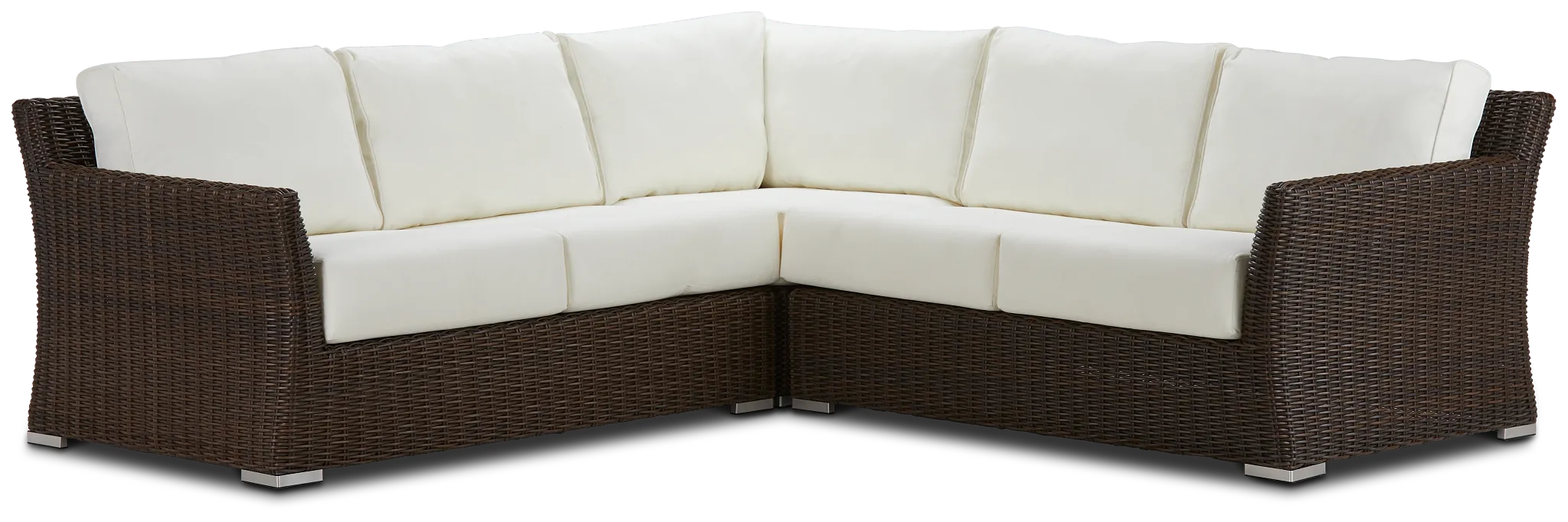 Southport White Woven Small Two-arm Sectional
