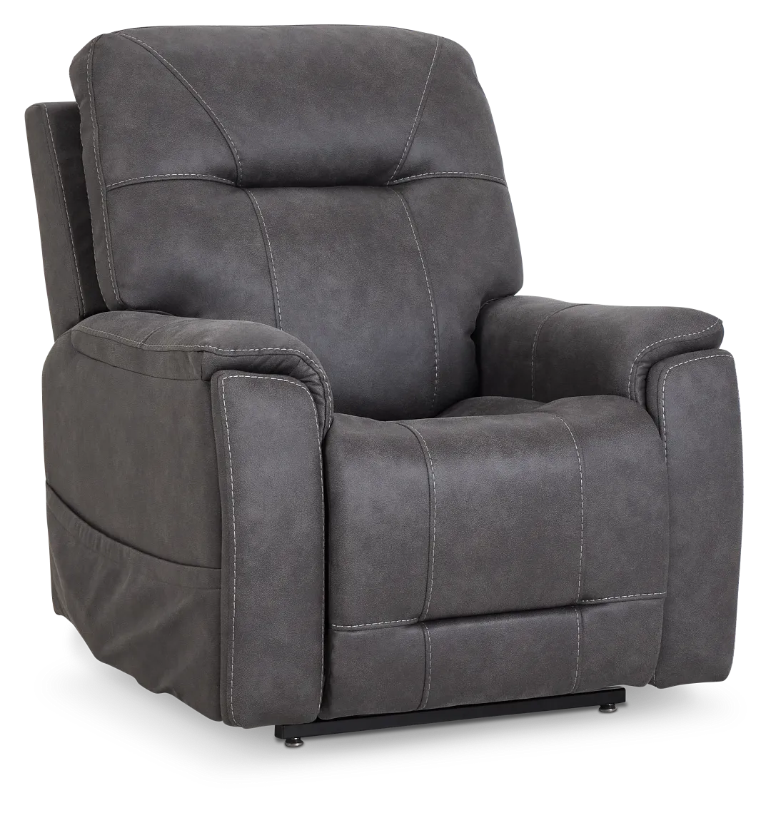Akron Dark Gray Micro Power Lift Recliner With Power Lumbar