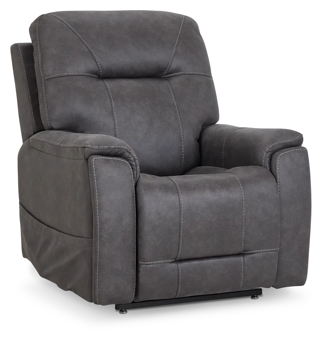 Akron Dark Gray Micro Power Lift Recliner With Power Lumbar Akron Dark Gray Micro Power Lift Recliner With Power Lumbar