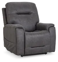 Akron Dark Gray Micro Power Lift Recliner With Power Lumbar