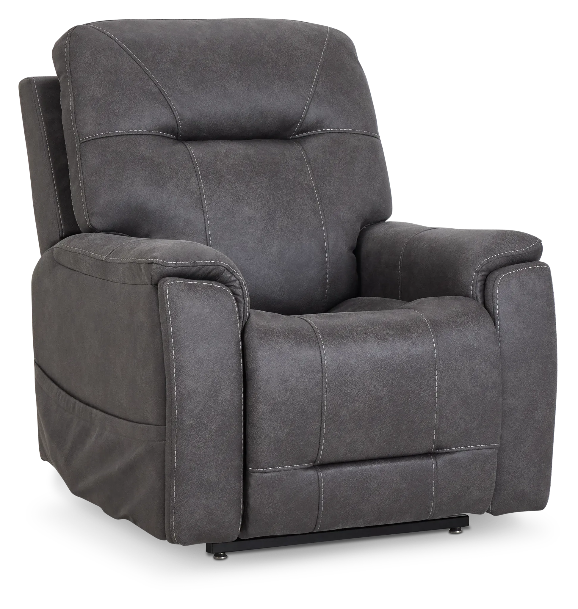 Akron Dark Gray Micro Power Lift Recliner With Power Lumbar