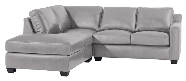 Carson Gray Leather Left Bumper Sectional (2)