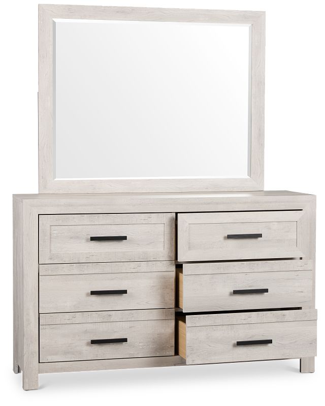 Delray White Dresser & Mirror
