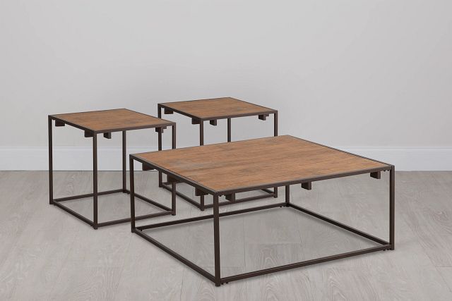 Reggie Dark Tone Square 3 Pack Tables