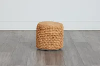 Hari Light Brown Round Accent Pouf