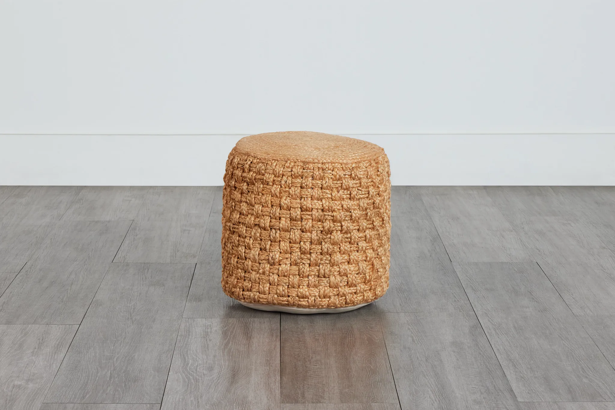 Hari Light Brown Round Accent Pouf