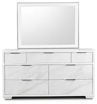 Ocean Drive White Marble Dresser & Mirror