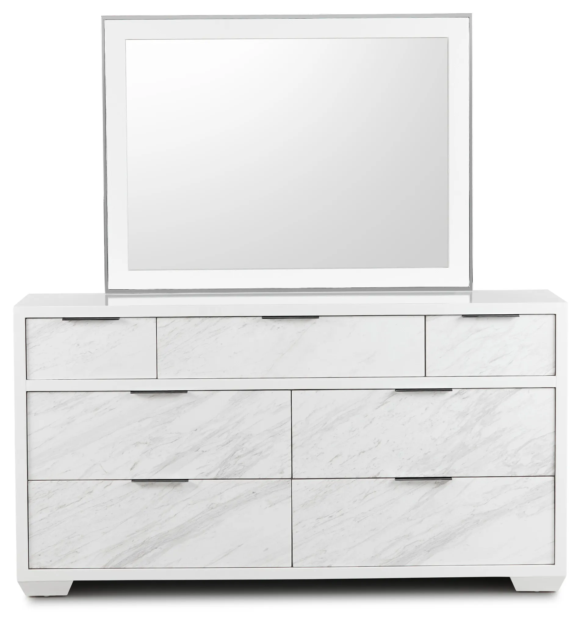 Ocean Drive White Marble Dresser & Mirror
