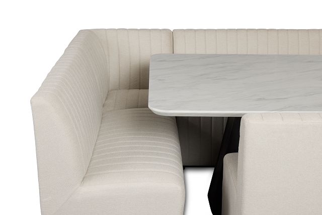 Palisades White Square Table, 2 Chairs & Bench