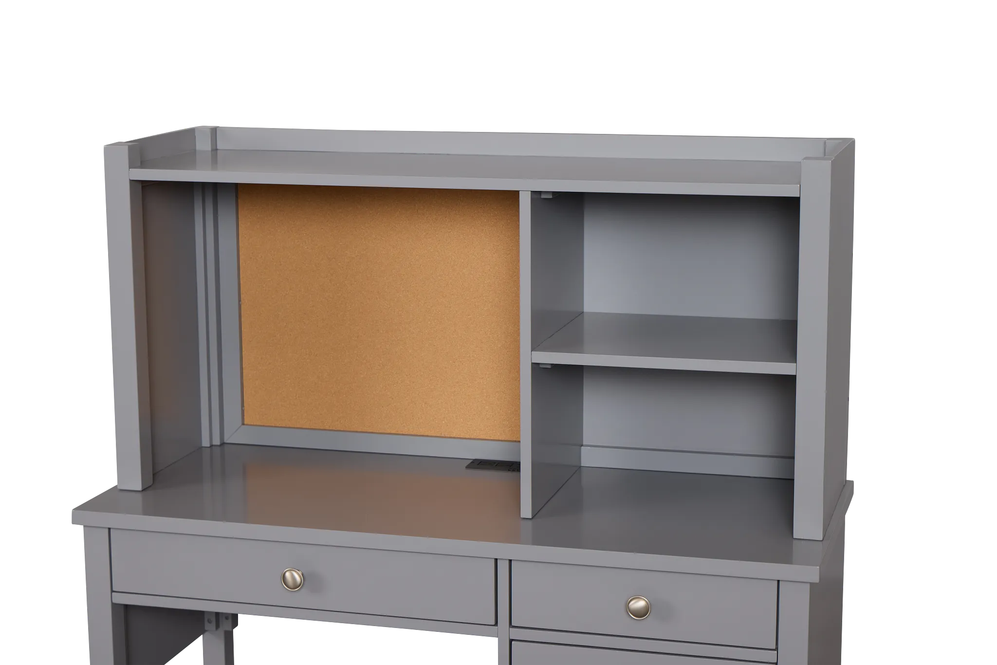 Charleston Gray 3-drawer Desk & Hutch