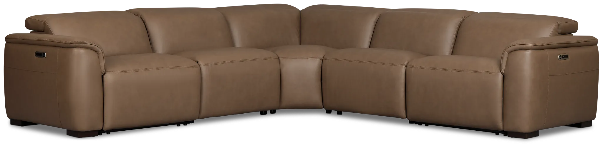 Brodie Dark Brown Lthr/vinyl Small Dual Power Reclining Two-arm Sectional