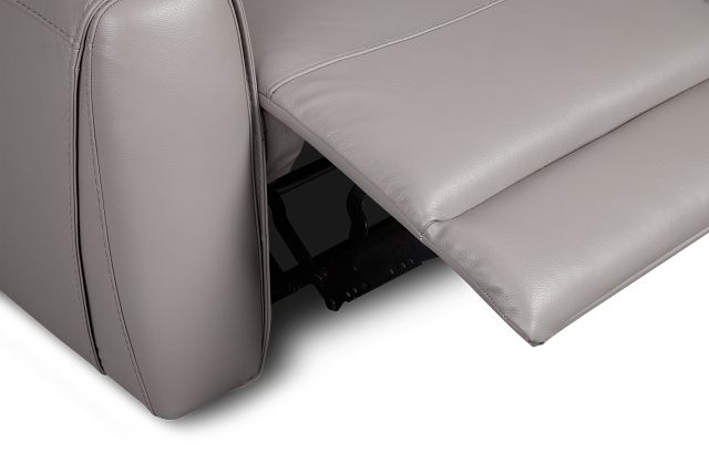 Walker Light Gray Lthr/vinyl Reclining Console Loveseat