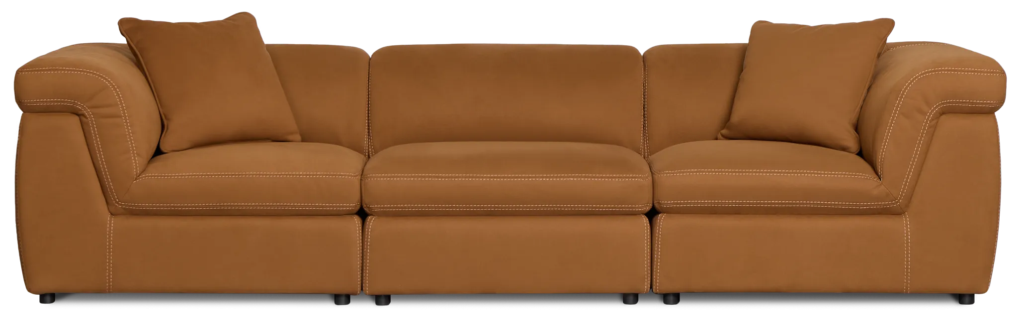 Aria Medium Brown Micro 3-piece Modular Sofa