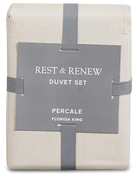 Rest & Renew Percale Cotton Beige 200 Thread Duvet Set