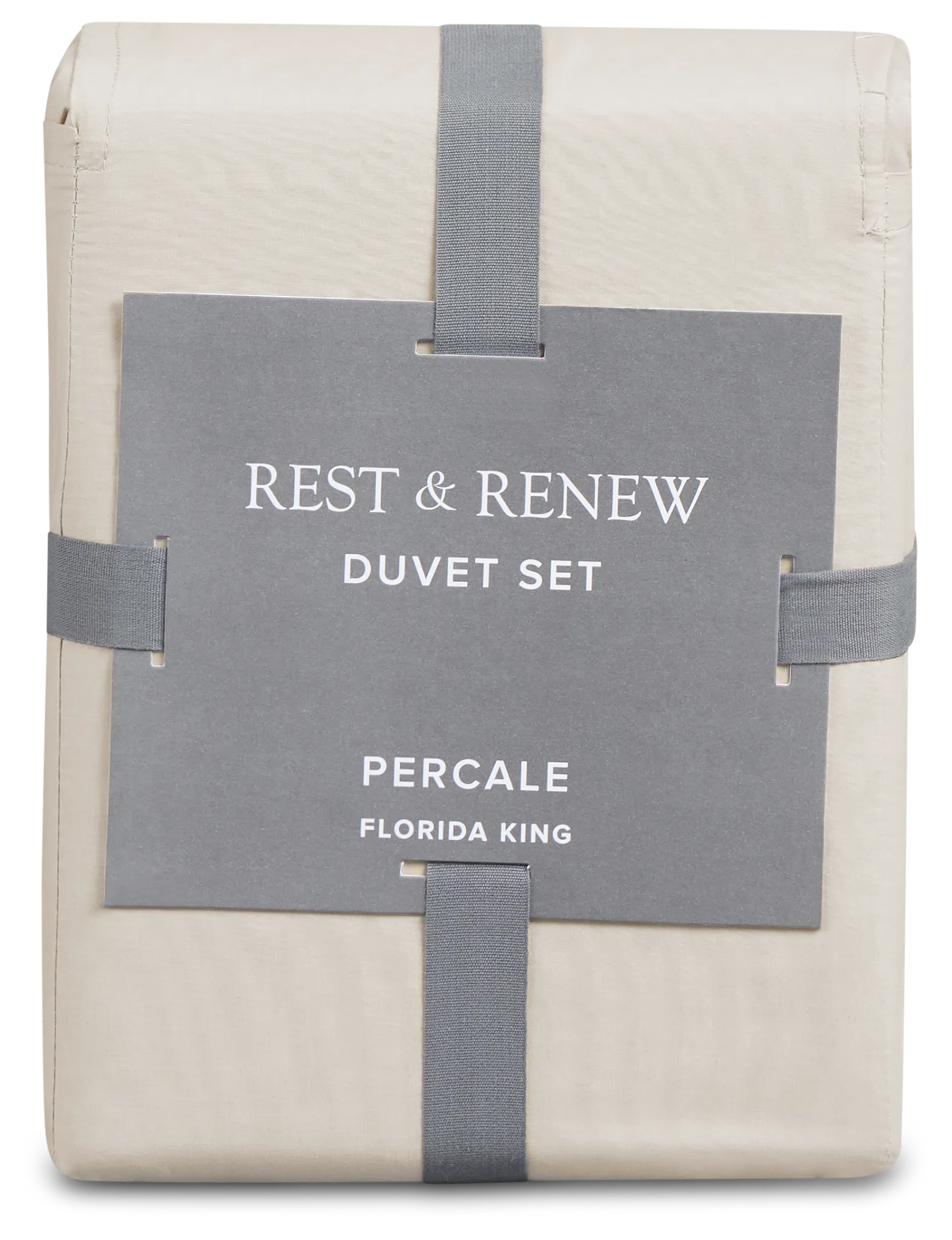 Rest & Renew Percale Cotton Beige 200 Thread Duvet Set