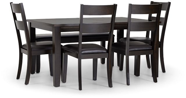 Navarro Dark Tone Rect Table, 4 Chairs & Bench