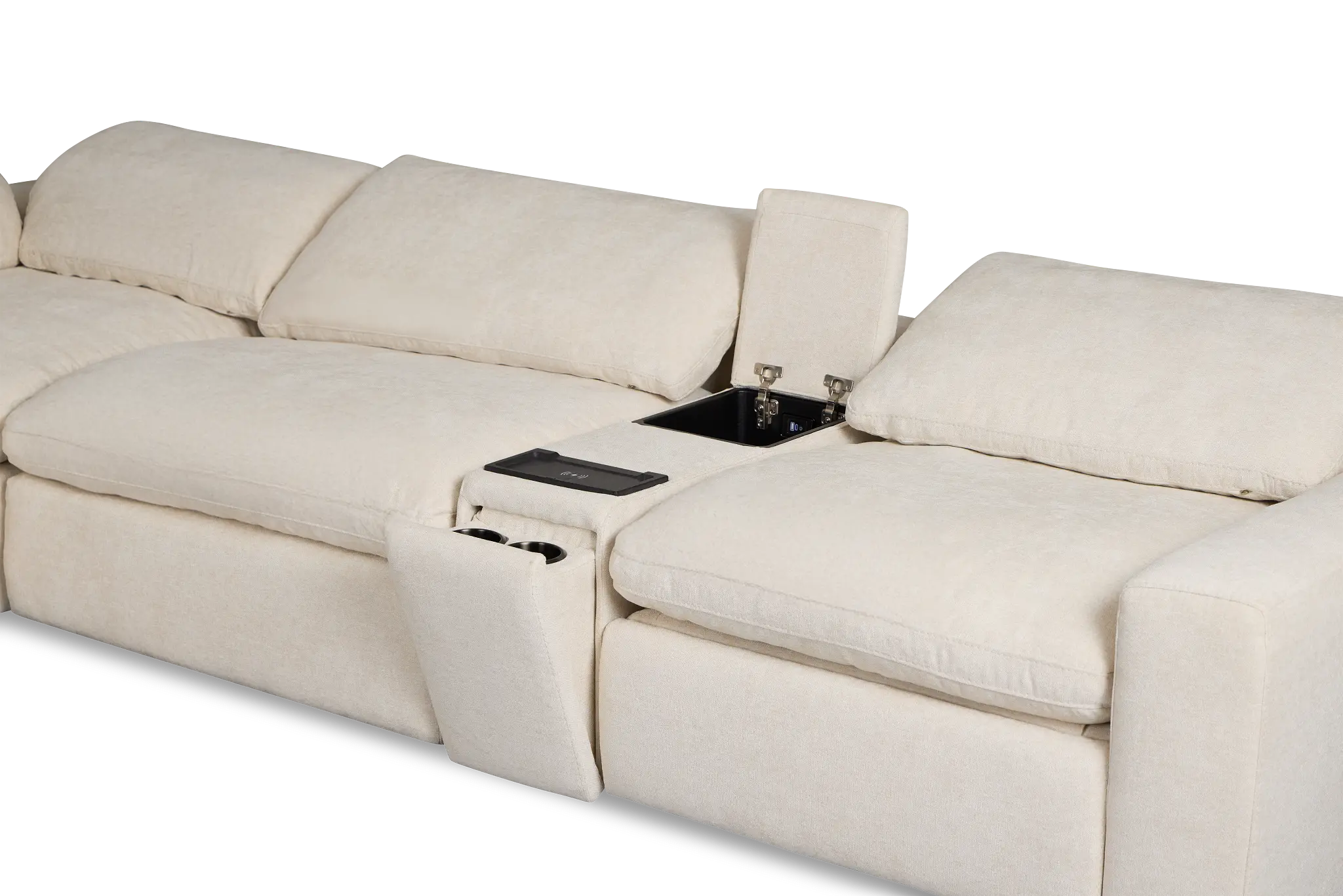 Drift Light Beige Fabric Large Left Bumper Power Reclining Sectional Drift Light Beige Fabric Large Left Bumper Power Reclining Sectional