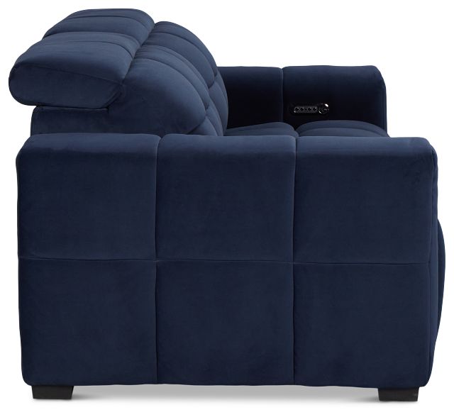 Gemma Navy Velvet Power Chaise Sofa