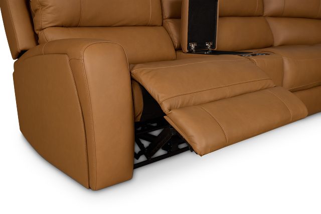 Summit Light Brown Lthr/vinyl Large Triple Power Reclining Two-arm Sectional