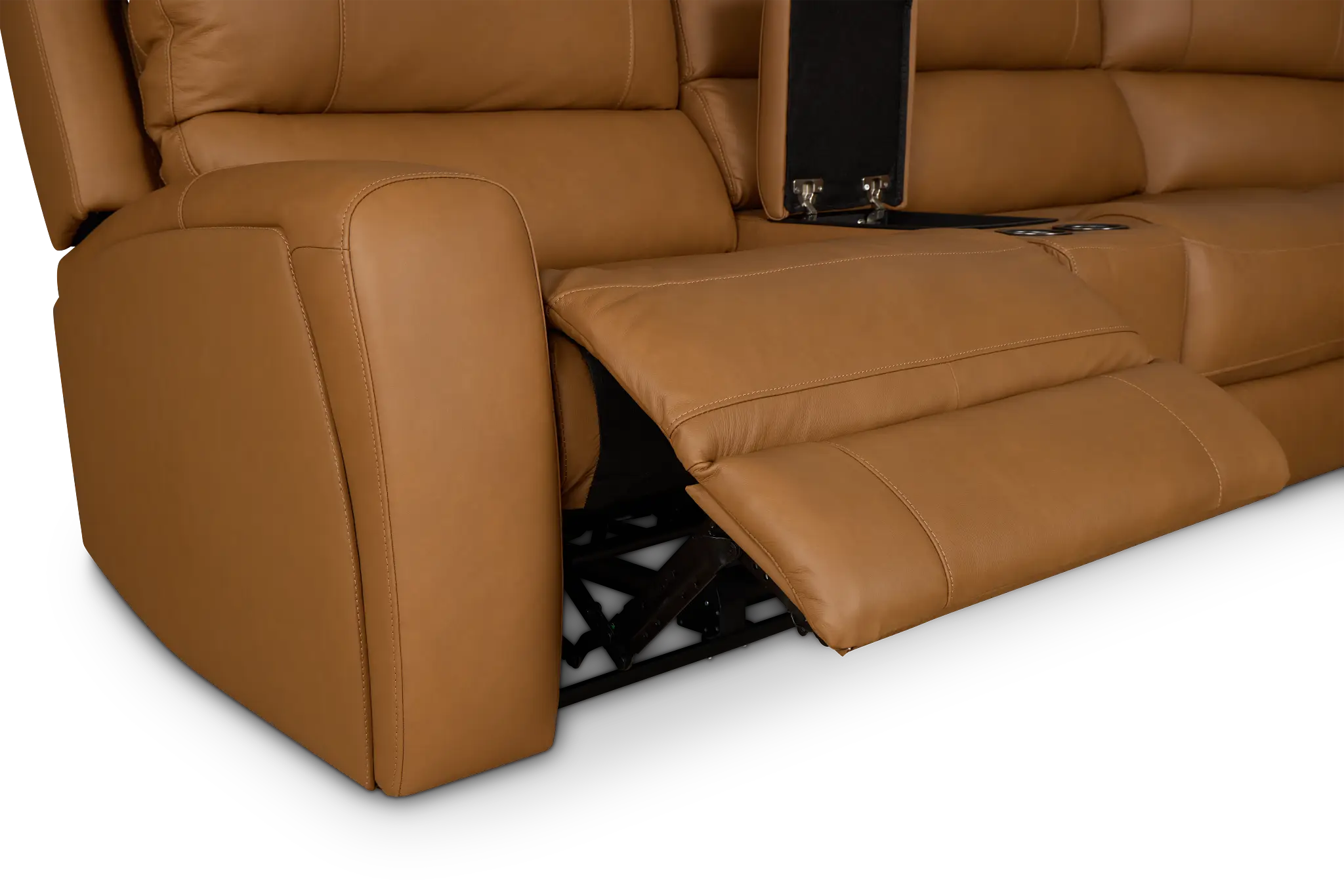 Summit Light Brown Lthr/vinyl Large Triple Power Reclining Two-arm Sectional Summit Light Brown Lthr/vinyl Large Triple Power Reclining Two-arm Sectional