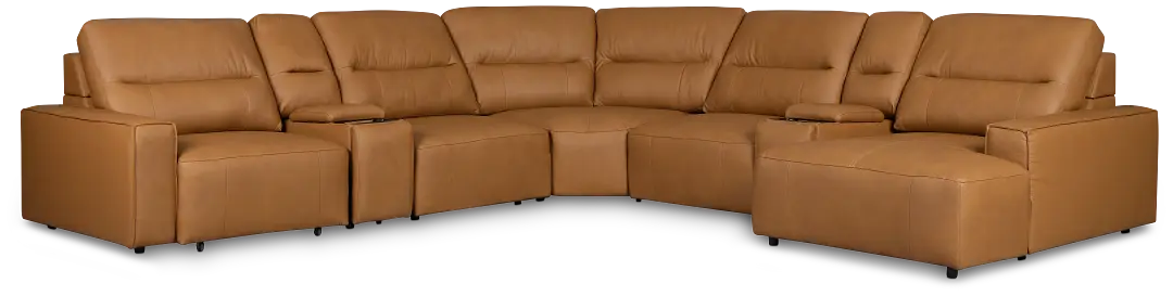 Rudy Brown Lthr/vinyl Large Dual Power Right Extension Chaise Sectional Rudy Brown Lthr/vinyl Large Dual Power Right Extension Chaise Sectional