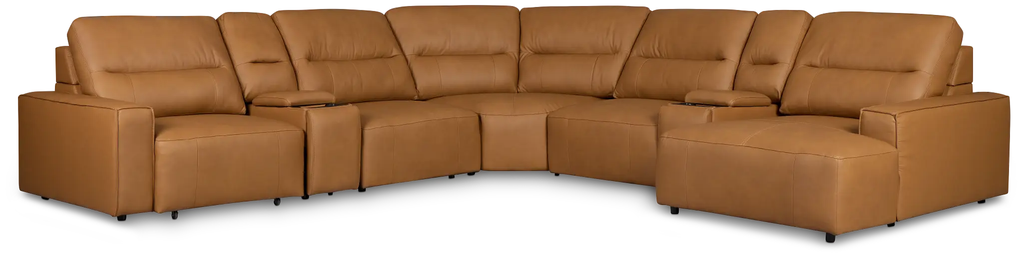 Rudy Brown Lthr/vinyl Large Dual Power Right Extension Chaise Sectional Rudy Brown Lthr/vinyl Large Dual Power Right Extension Chaise Sectional