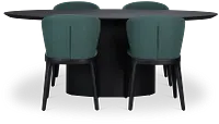 Nomad Black 78" Oval Table & 4 Dark Green Chairs W/ Black Legs