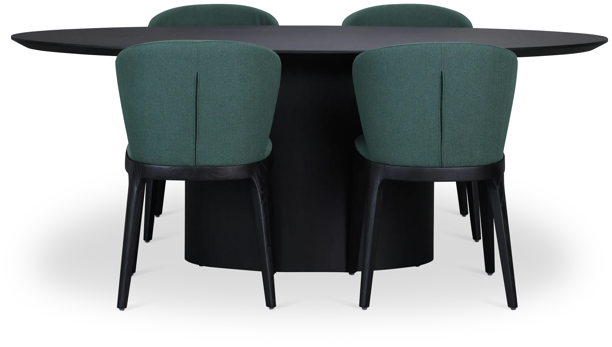 Nomad Black 78" Oval Table & 4 Dark Green Chairs W/ Black Legs