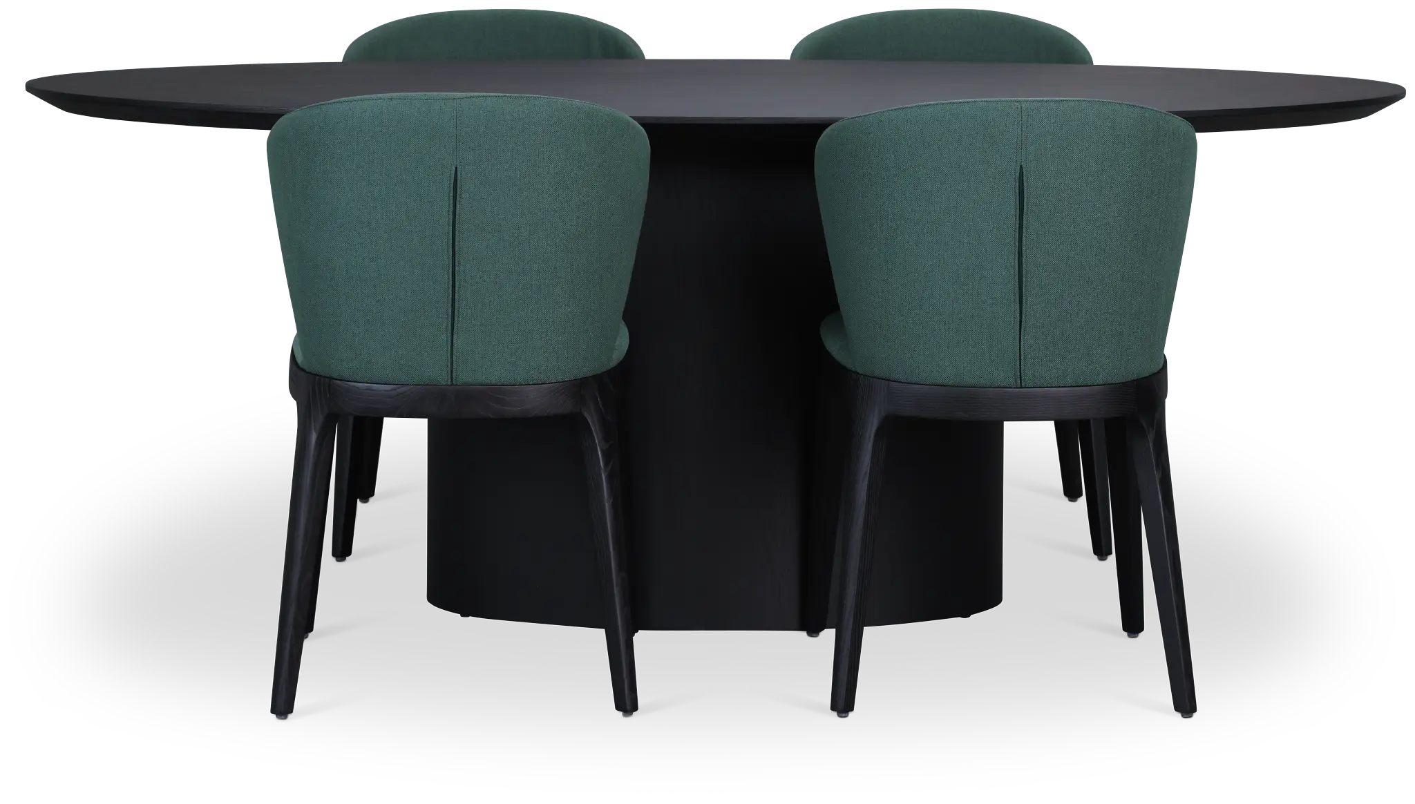 Nomad Black 78" Oval Table & 4 Dark Green Chairs W/ Black Legs Nomad Black 78" Oval Table & 4 Dark Green Chairs W/ Black Legs