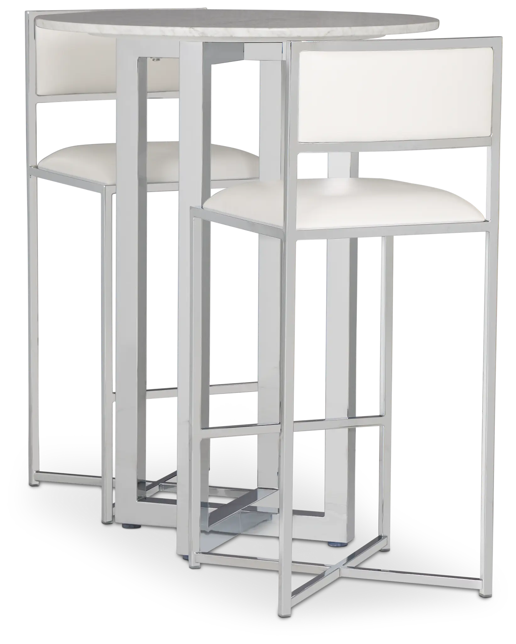 Amalfi White Marble Pub Table & 2 Metal Barstools Amalfi White Marble Pub Table & 2 Metal Barstools