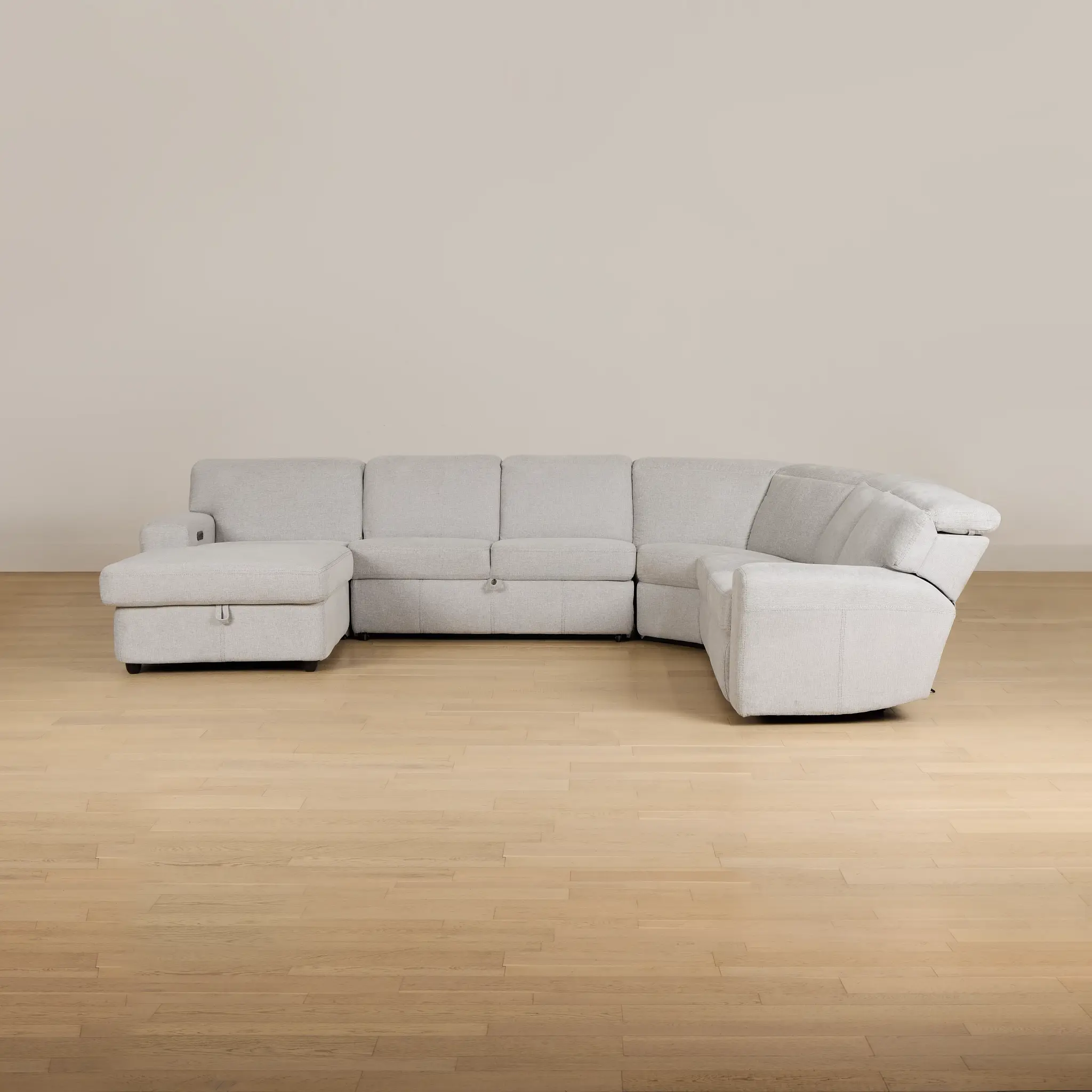 Callum Light Gray Storage Small Left Dual Power Chaise Sleeper Sectional Callum Light Gray Storage Small Left Dual Power Chaise Sleeper Sectional