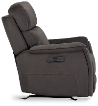 Wells Dark Brown Fabric Power Recliner With Heat And Massage