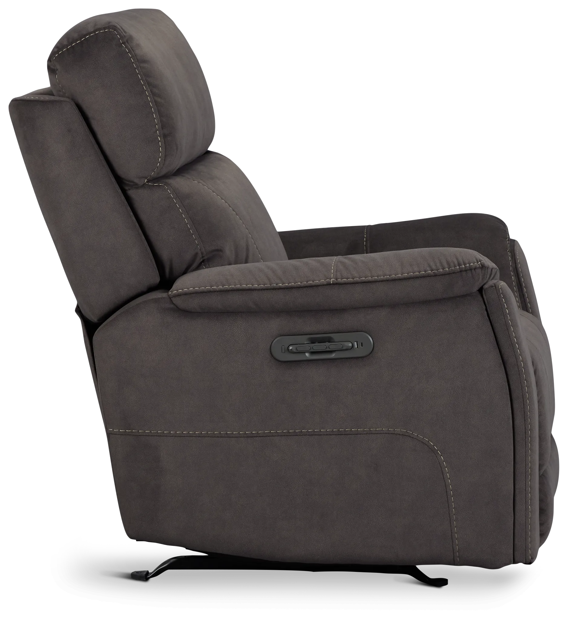 Wells Dark Brown Fabric Power Recliner With Heat And Massage
