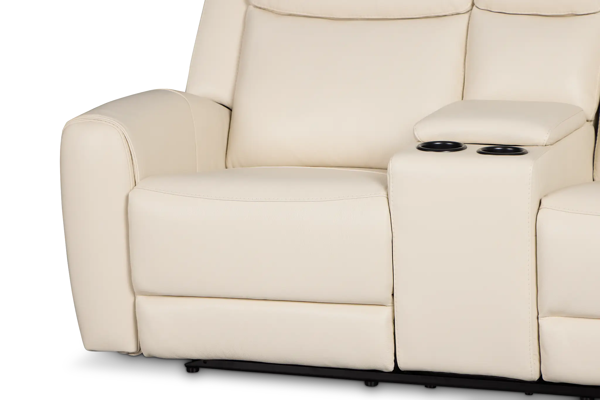 Walker Ivory Lthr/vinyl Reclining Console Loveseat Walker Ivory Lthr/vinyl Reclining Console Loveseat