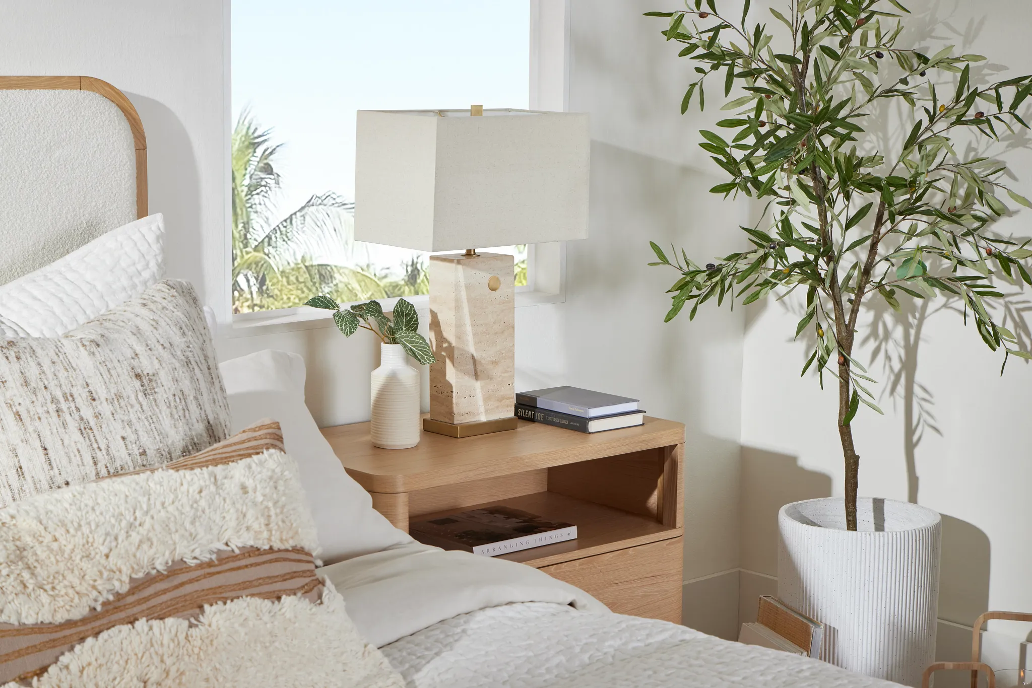 Keyla White Stone Table Lamp