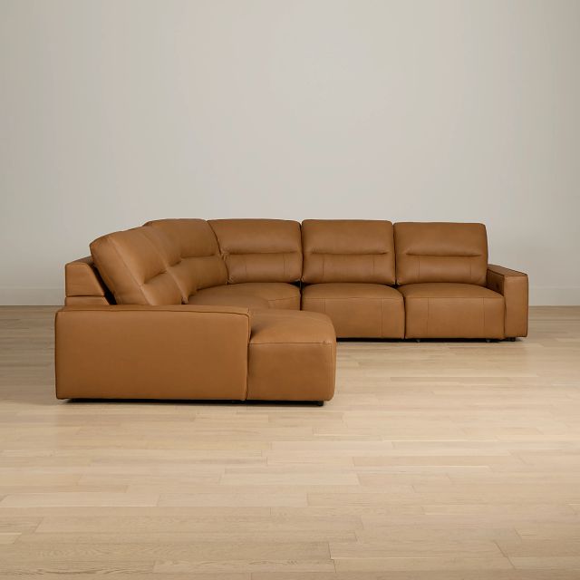 Rudy Brown Lthr/vinyl Small Right Chaise Power Extension Sectional