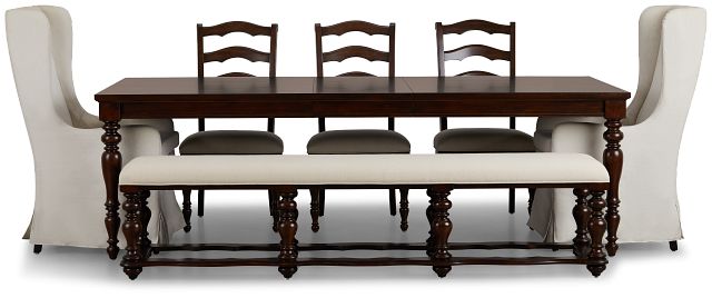 Savannah Dark Tone Rectangular Table And Mixed Chairs (7)