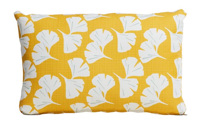 Gingko Yellow Lumbar Indoor/outdoor Accent Pillow