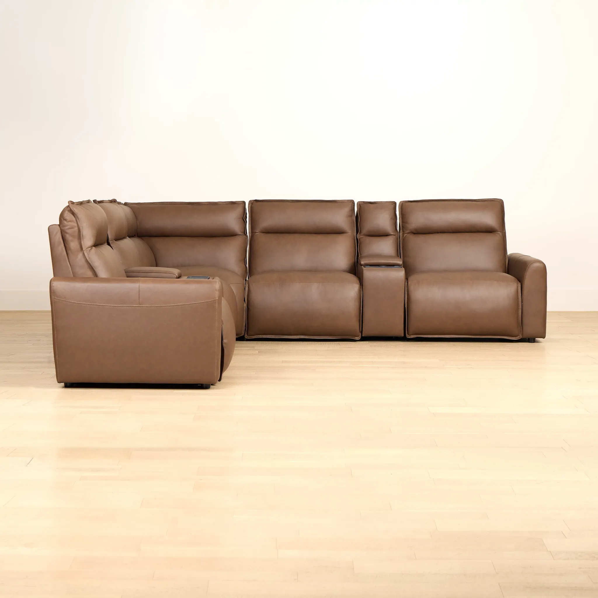 Edison Dark Brown Lthr/vinyl Large Triple Power Reclining Two-arm Sectional